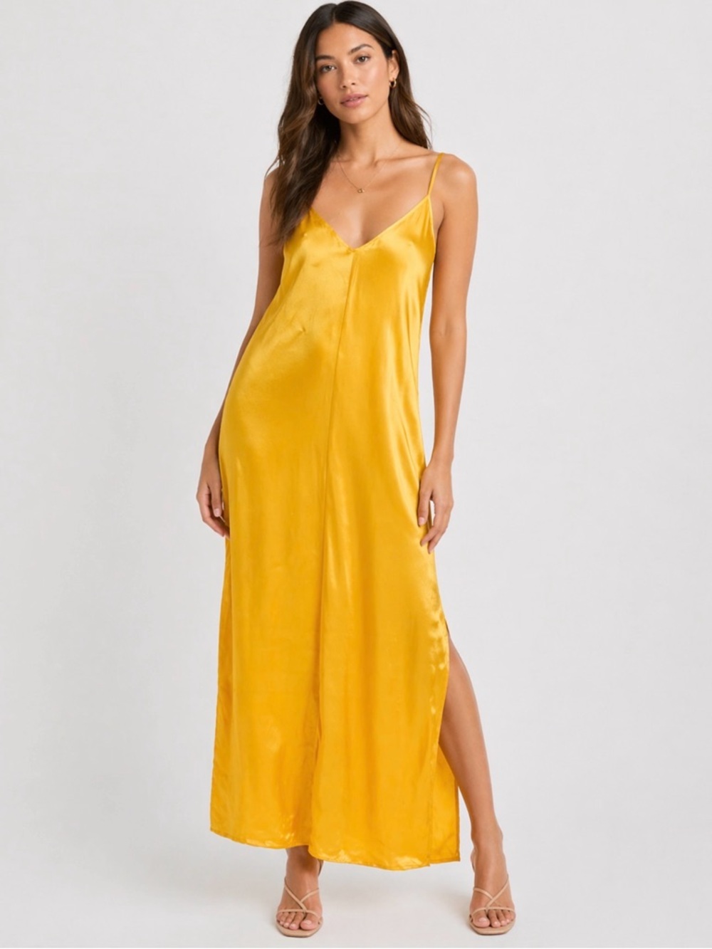 🌺 Pistola Mari V Neck Satin Maxi Dress